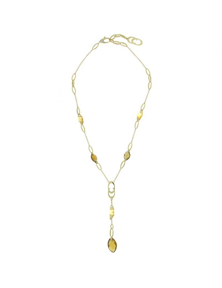 Chimento Woman's Necklace - Marquise in Yellow Gold and Citrine Quartz 45 cm - 0