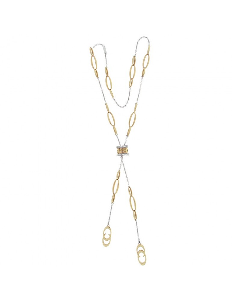 Chimento Woman's Necklace - White and 18k Yellow Gold Logo Tie 61 cm - 0