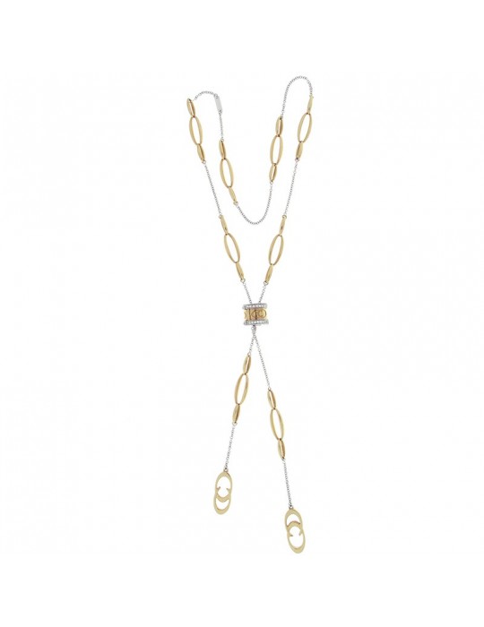 Chimento Woman's Necklace - White and 18k Yellow Gold Logo Tie 61 cm - 0