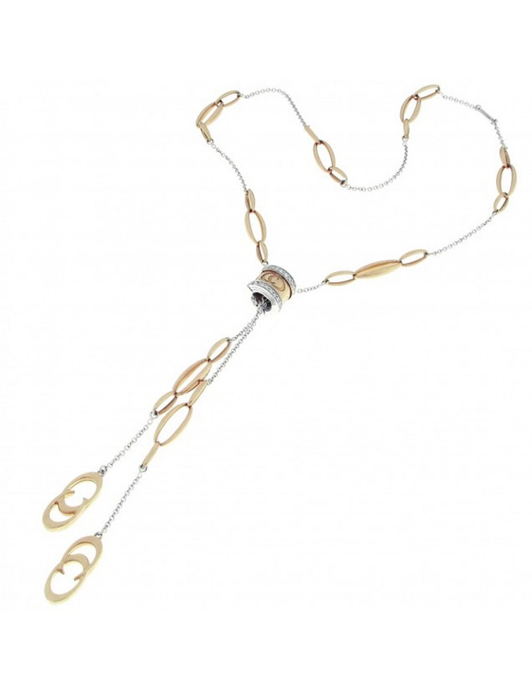 Chimento Woman's Necklace - White and 18k Yellow Gold Logo Tie 61 cm - 0