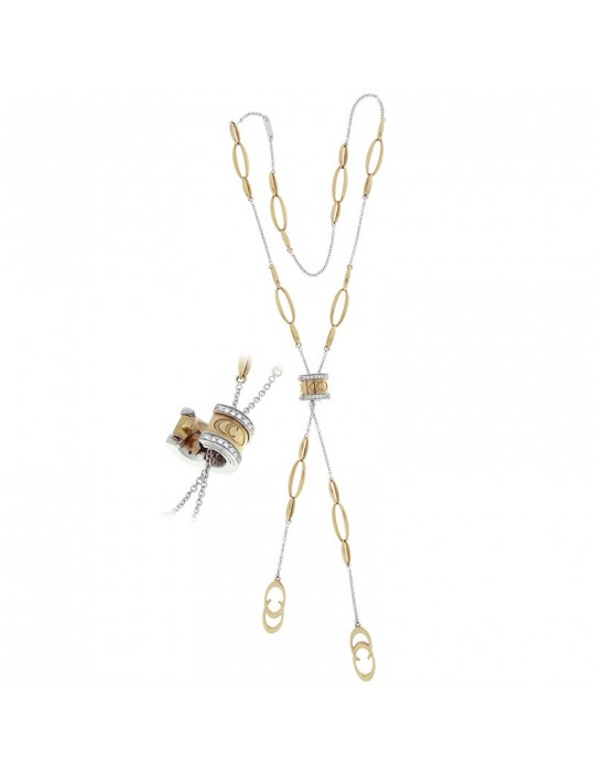 Chimento Woman's Necklace - White and 18k Yellow Gold Logo Tie 61 cm - 0