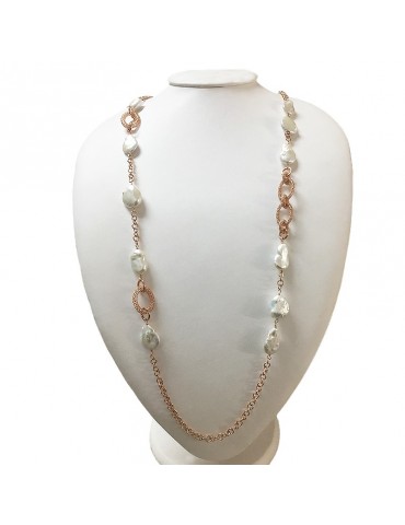 Collana Della Rovere - Argento 925% Rosè - Perle Barocche 95cm - DR206