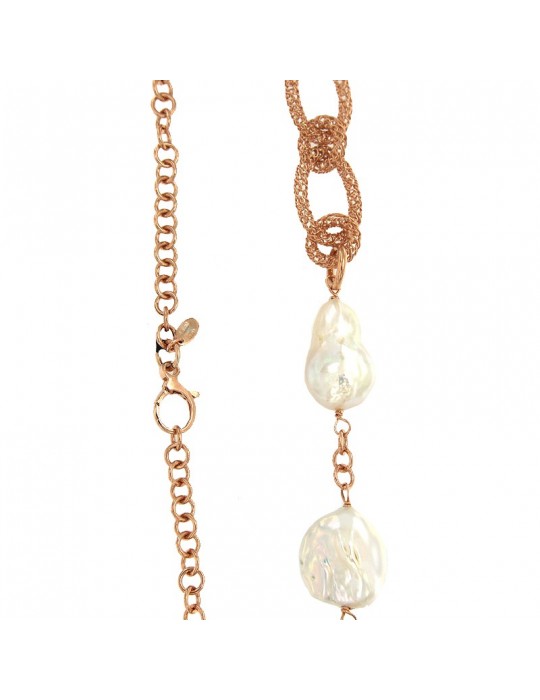 Collana Della Rovere - Argento 925% Rosè - Perle Barocche 95cm - DR206