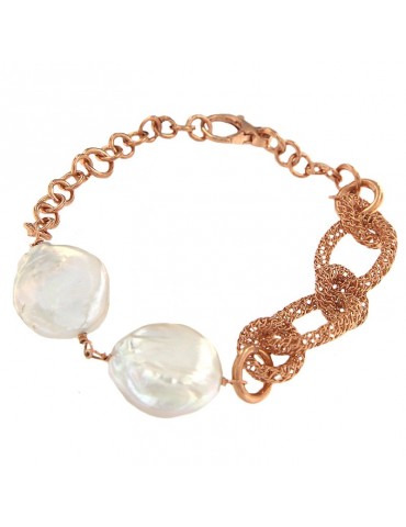 Bracciale Della Rovere - in Argento 925% Rosè - Perle Barocche - DR210