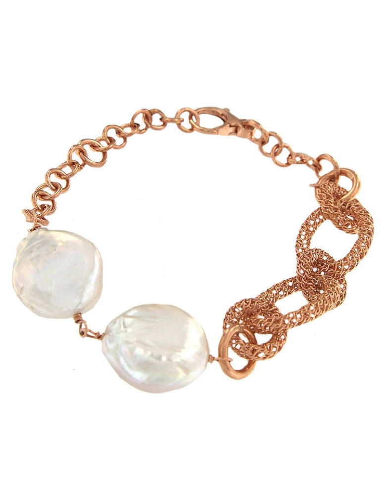 Bracciale Della Rovere - in Argento 925% Rosè - Perle Barocche - DR210