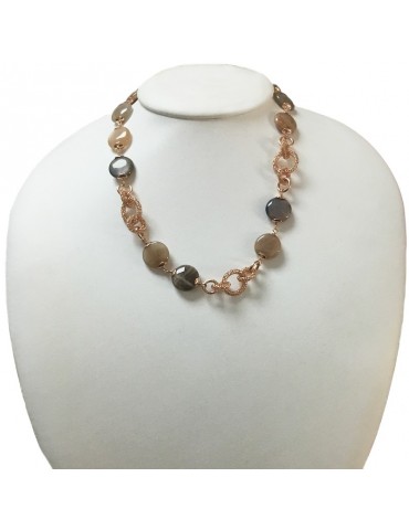 Collana Della Rovere - in Argento 925% Rosè con Quarzo Fumè - DR219
