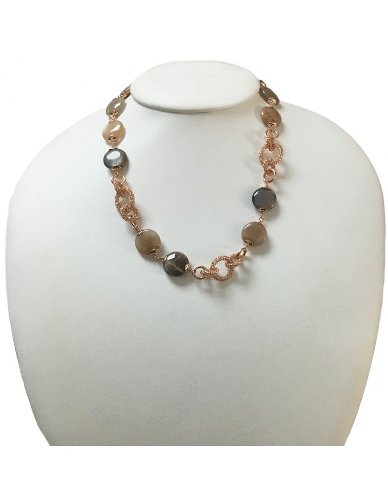 Della Rovere Woman's Necklace - in 925% Rosé Silver with Smoky Quartz - 0