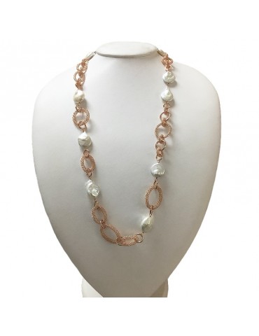Collana Della Rovere - Argento 925% Rosè - Perle Barocche 75 cm -DR208