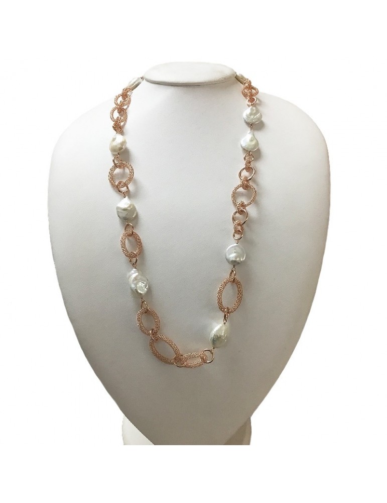 Collana Della Rovere - Argento 925% Rosè - Perle Barocche 75 cm -DR208