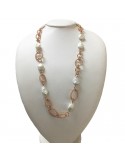 Della Rovere Woman's Necklace - in 925% Rosé Silver and Baroque Pearls 75 cm - 0