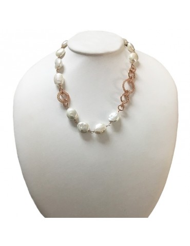 Collana Della Rovere - Argento 925% Rosè - Perle Barocche 50 cm -DR213