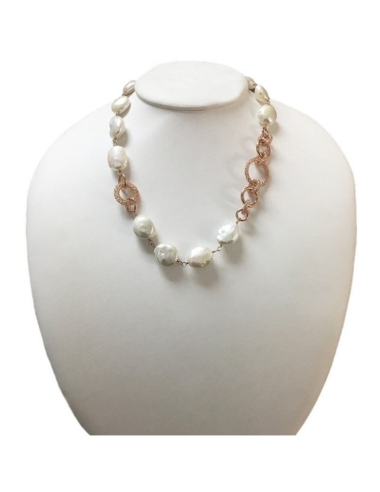 Collana Della Rovere - Argento 925% Rosè - Perle Barocche 50 cm -DR213