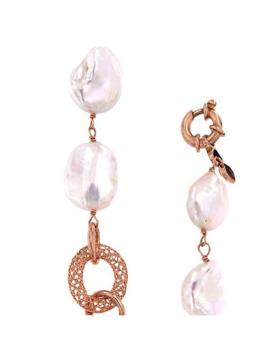 Della Rovere Woman's Necklace - in 925% Rosé Silver and Baroque Pearls 50 cm - 0