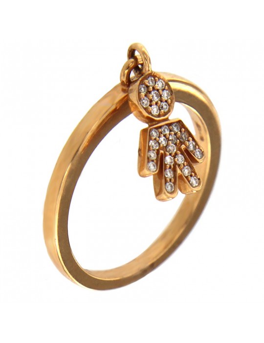 Woman's Crivelli Ring - Child Ring in Rose Gold with Natural Diamonds - 0