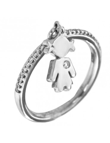 Crivelli Woman's Ring - Girl in 18k White Gold with Natural Diamonds - 0
