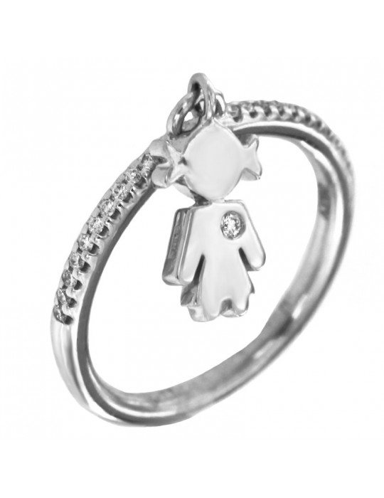 Crivelli Woman's Ring - Girl in 18k White Gold with Natural Diamonds - 0