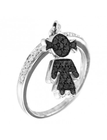 Crivelli Woman's Ring - Bimba in 18k White Gold with Black Diamonds - 0