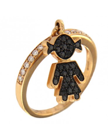 Anello Crivelli Donna - Bimba - Oro Rosa 18 carati - Diamanti Neri