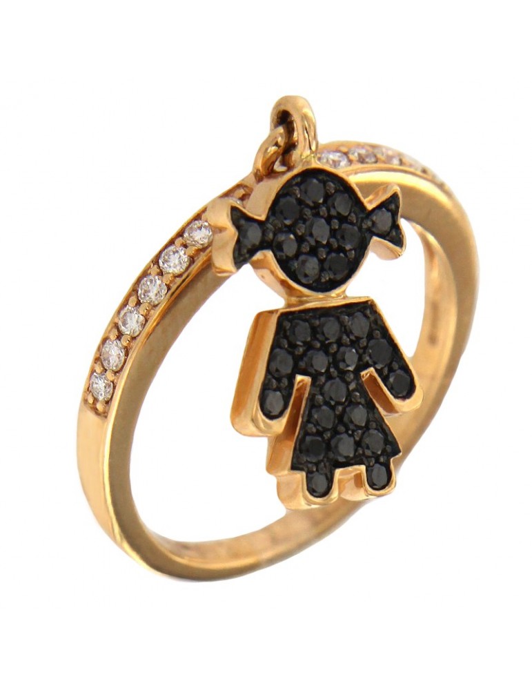 Anello Crivelli Donna - Bimba - Oro Rosa 18 carati - Diamanti Neri