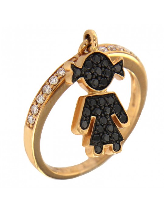 Anello Crivelli Donna - Bimba - Oro Rosa 18 carati - Diamanti Neri
