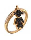 Anello Crivelli Donna - Bimba - Oro Rosa 18 carati - Diamanti Neri