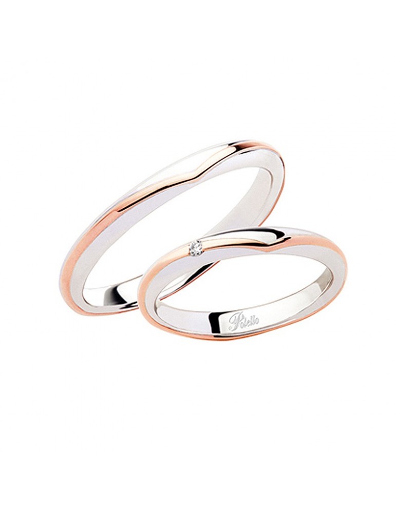 Polello wedding ring in rose gold and white gold for man - 0