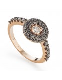 Anello Buonocore - in Oro Rosa - Diamanti Bianchi - Neri - 827A05MP