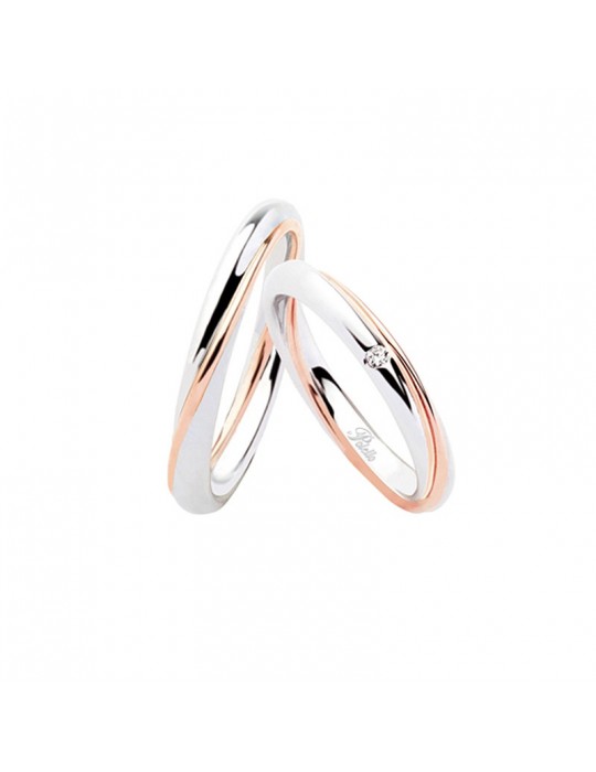 Polello wedding ring in rose gold and white gold for man - 0