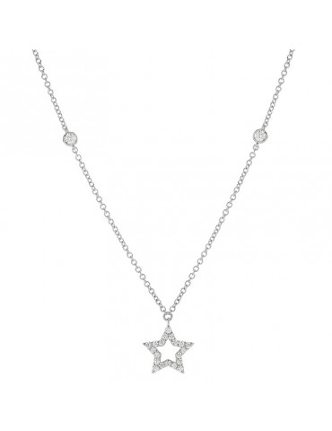 Buonocore Woman's Necklace - in White Gold with Star Pendant and White Diamonds - 0