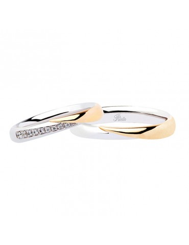 Polello wedding ring in rose gold and white gold for man - 0