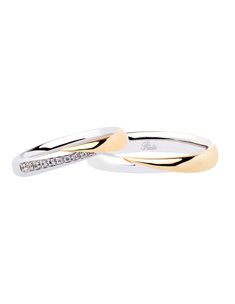 Polello wedding ring in rose gold and white gold for man - 0