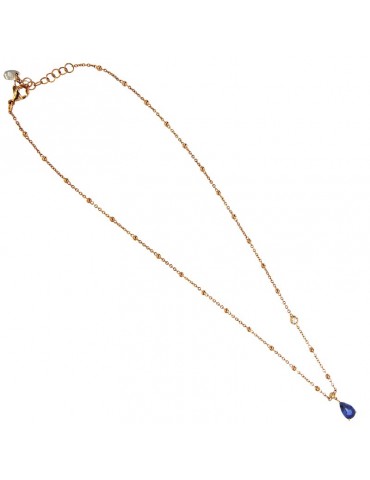Collana Crivelli - Oro Rosa 18 carati - Diamanti - Pendente Zaffiro 2