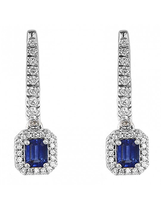Davite & Delucchi Woman's Earrings - in 18k White Gold with Diamonds and Sapphires - 0
