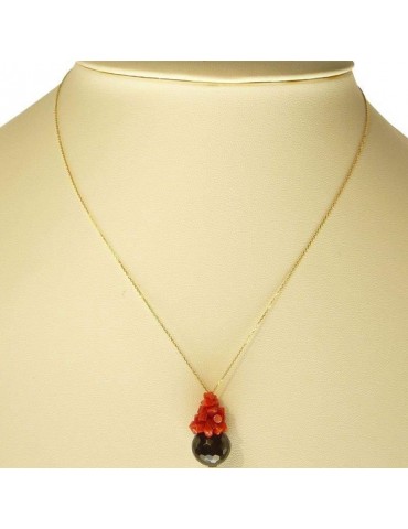 Collana Rajola Charlotte con Corallo Rosso e Onice da Donna - 0