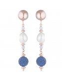 Lelune Glamor Earrings - Pendants with Agate Pearls and 925% Pink Silver - 0