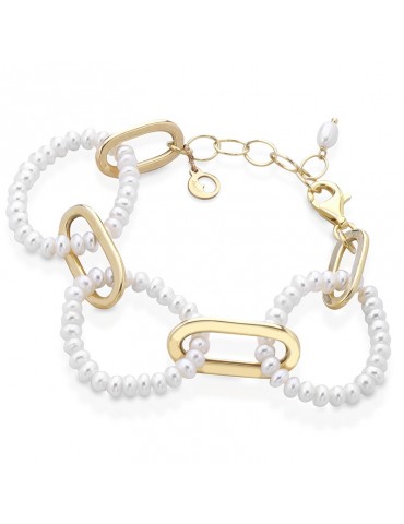 Bracciale Lelune Glamour - Perle - Catena - Argento - 17,5 cm -LGBR342