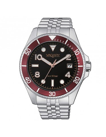 Orologio Vagary Uomo - Aqua39 41mm Nero - Rosso - VD5-015-53