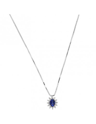 Davite & Delucchi Woman Necklace - in White Gold with Diamonds and Shappire - 0