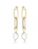 Lelune Glamor Earrings - Pendants with Pearls and 925% Yellow Silver - 0