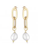 Lelune Glamor Earrings - Pendants with Pearls and 925% Yellow Silver - 0