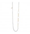 Collana Lelune Glamour - Lunga con Perle e Catena in Argento Giallo 925% 90 cm
