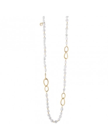 Lelune Glamor Necklace - Long with Pearls and Elements in 925% Yellow Silver 90 cm - 0
