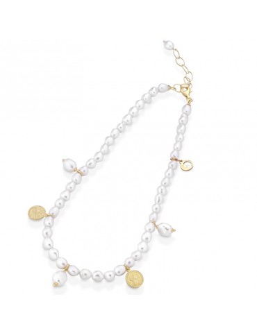 Collana Lelune Glamour - Perle - Ciondoli - Argento - 40 cm - LGNK344