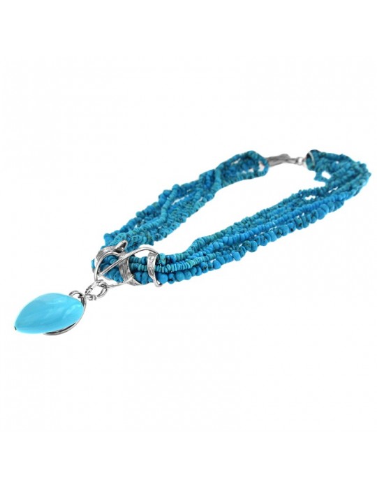 Collana Silvia Kelly - Multifilo Turchese -  Pendente Cuore - AG12AX