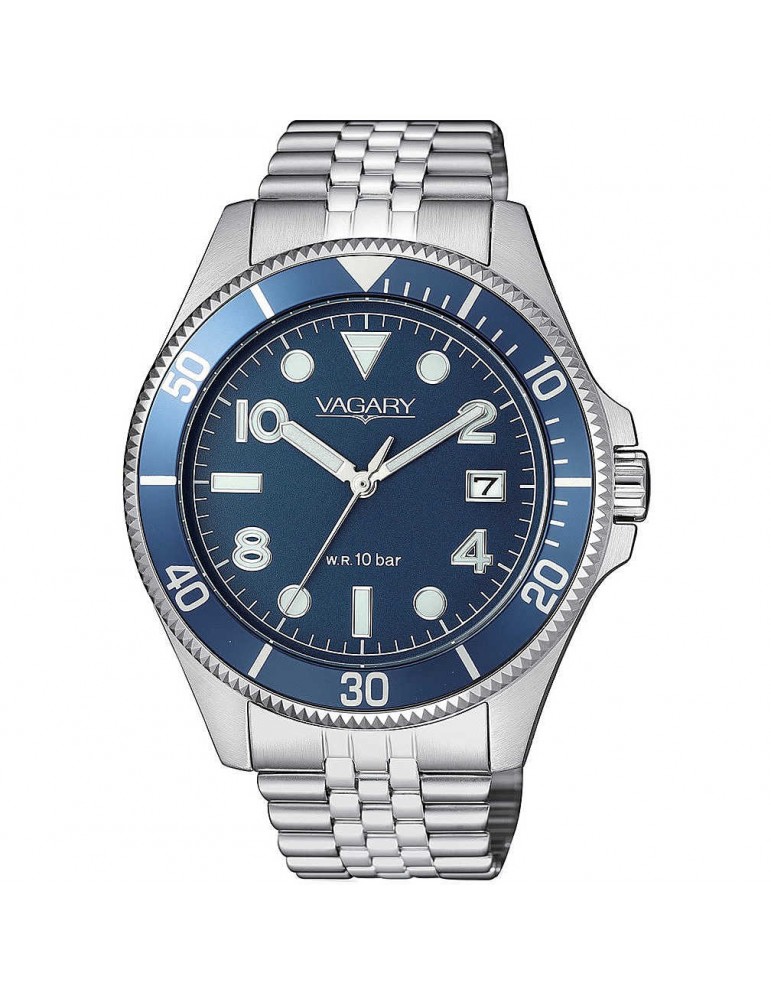 Vagary Man's Watch Aqua39 Time and Date 41mm Blue