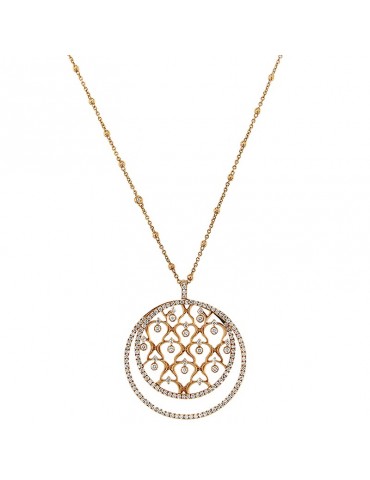 Collana Crivelli Donna - in Oro Rosa con Pendente Medaglione e Diamanti Naturali - 0