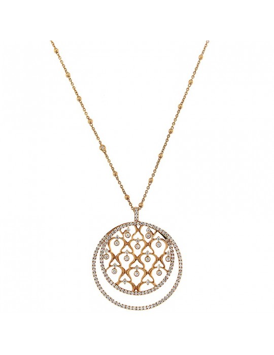 Crivelli Woman's Necklace - Rose Gold with Medallion Pendant and Natural Diamonds - 0