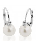 Coscia Earrings - in 18k White Gold with Akoya Pearls and Natural Diamonds - 0