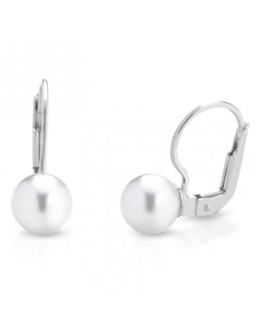 Orecchini Coscia - in Oro Bianco 18 carati con Perle Akoya 7-7,5 mm - LBMKAK75