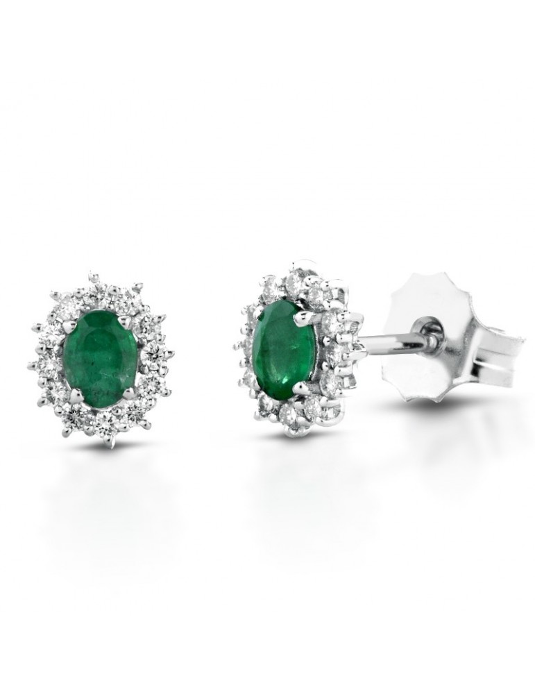 Orecchini Lelune Diamonds - Oro - Diamanti - Smeraldi - LDEASM31017